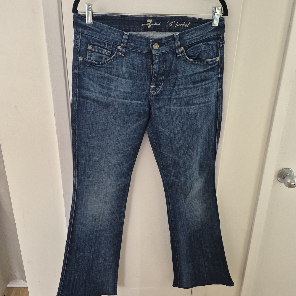7 For All Mankind Dark Blue Flare Jeans